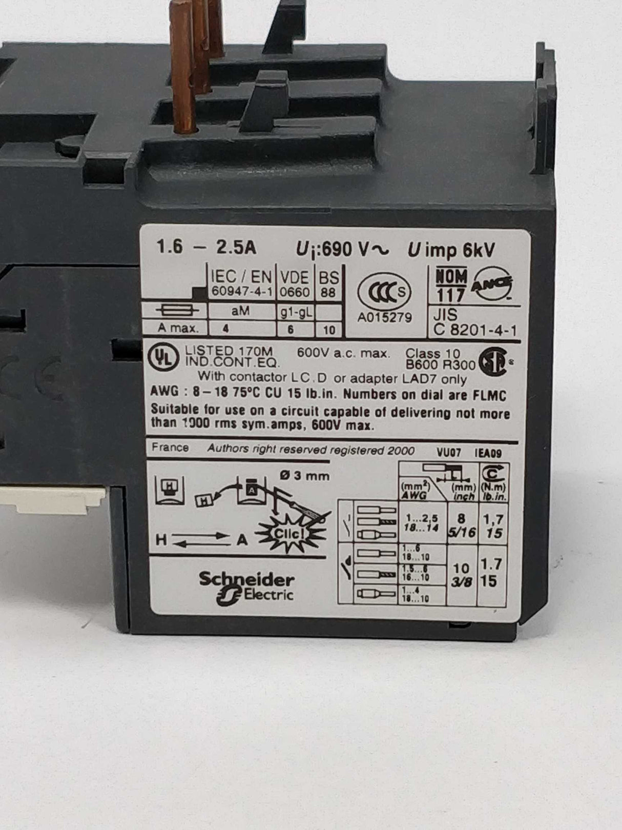 TELEMECANIQUE LRD07 Relay 1.6-2.5A