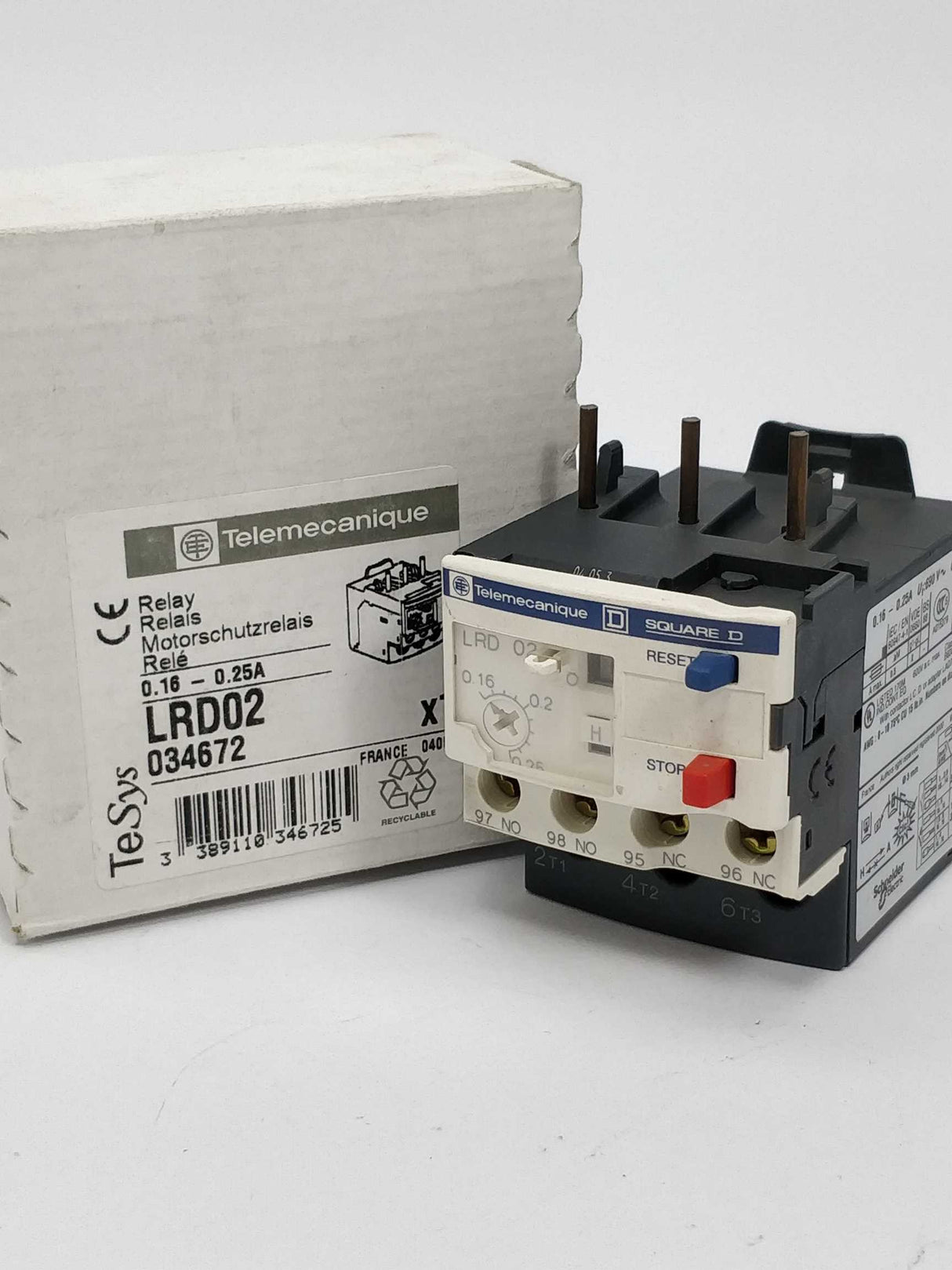 TELEMECANIQUE LRD02 TeSys 034672 Relay 0.16-0.25A