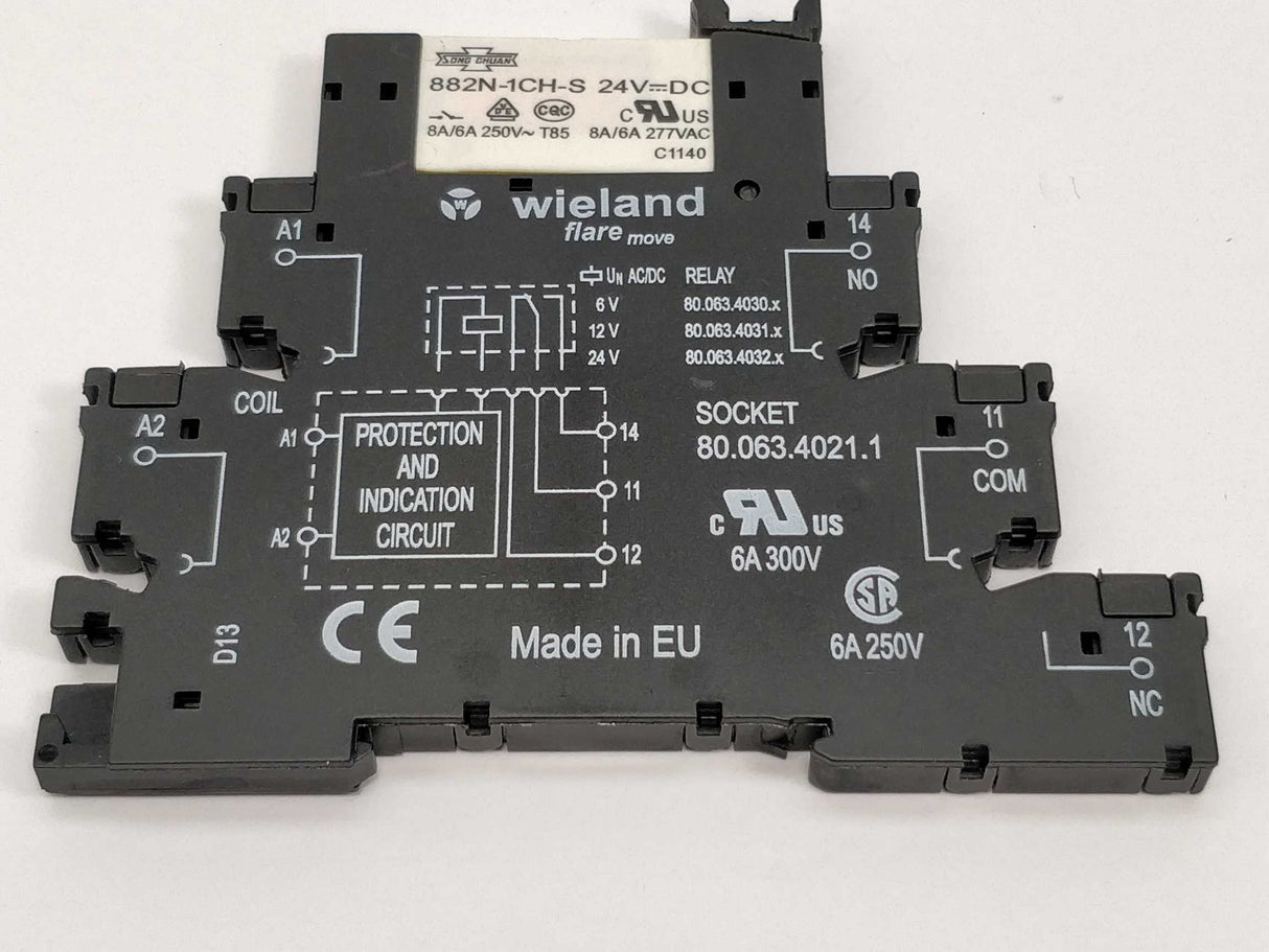 Wieland 80.063.4021.1 socket with 882N-1CH-S relay