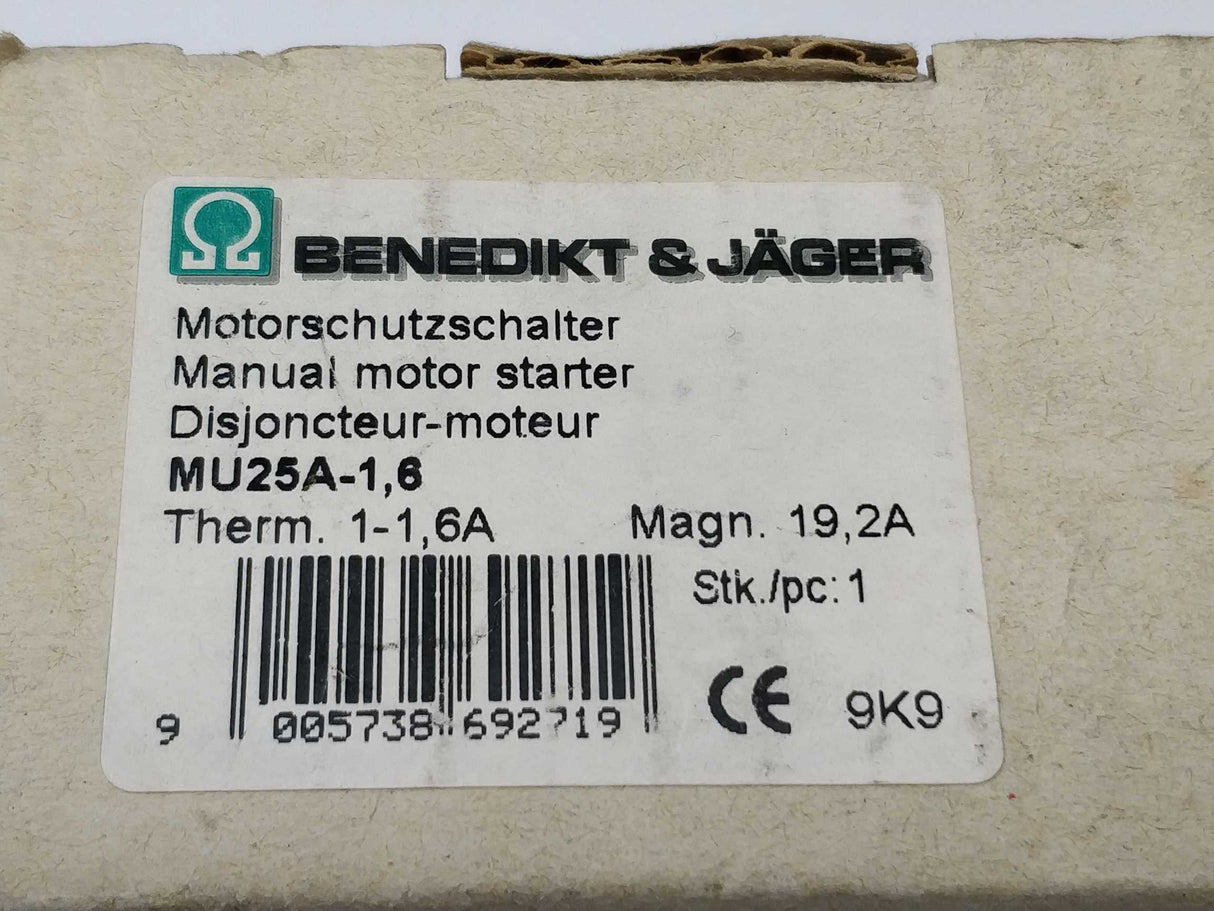 Benedikt & Jäger MU25A-1,6 Manual motor starter 1-1,6A