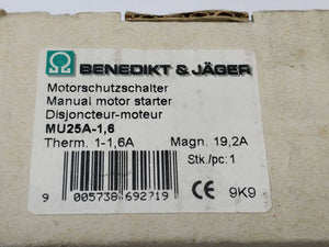 Benedikt & Jäger MU25A-1,6 Manual motor starter 1-1,6A