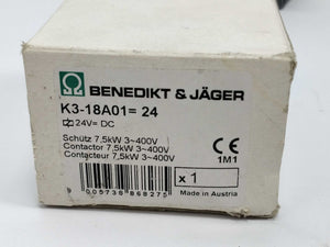 Benedikt & Jäger K3-18A01 Contactor 7,5kW 3~400V