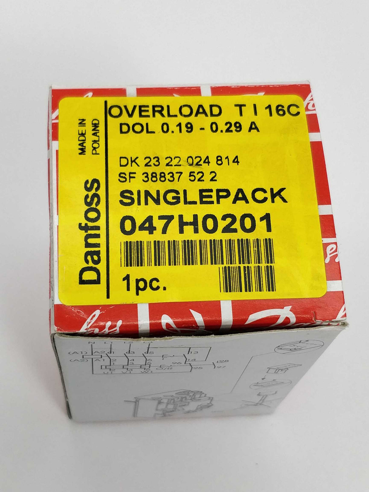 Danfoss 047H0201 TI 16C Overload relay 0.19-0.29A