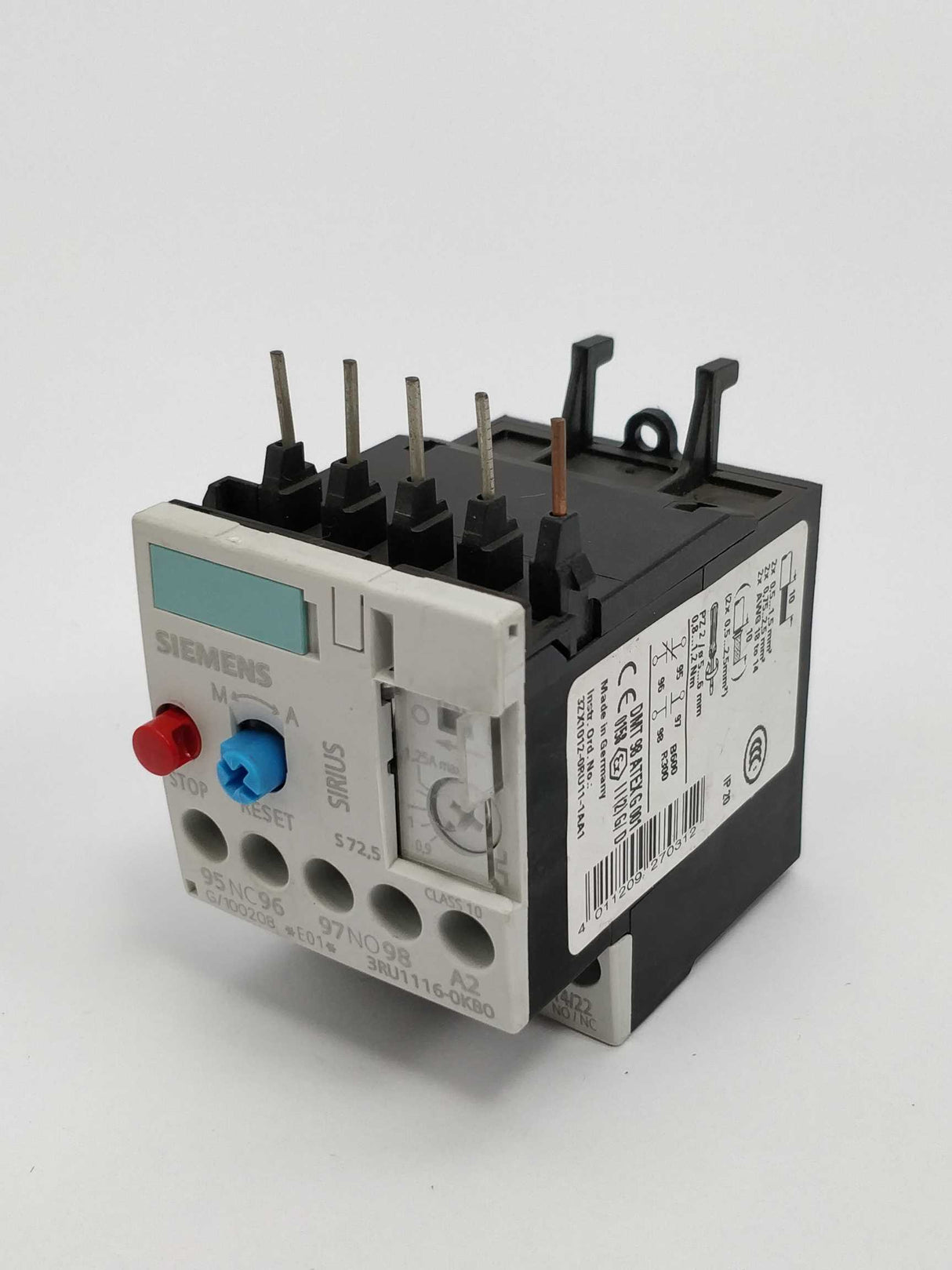 Siemens 3RU1116-0KB0 Sirius Overload relay E01