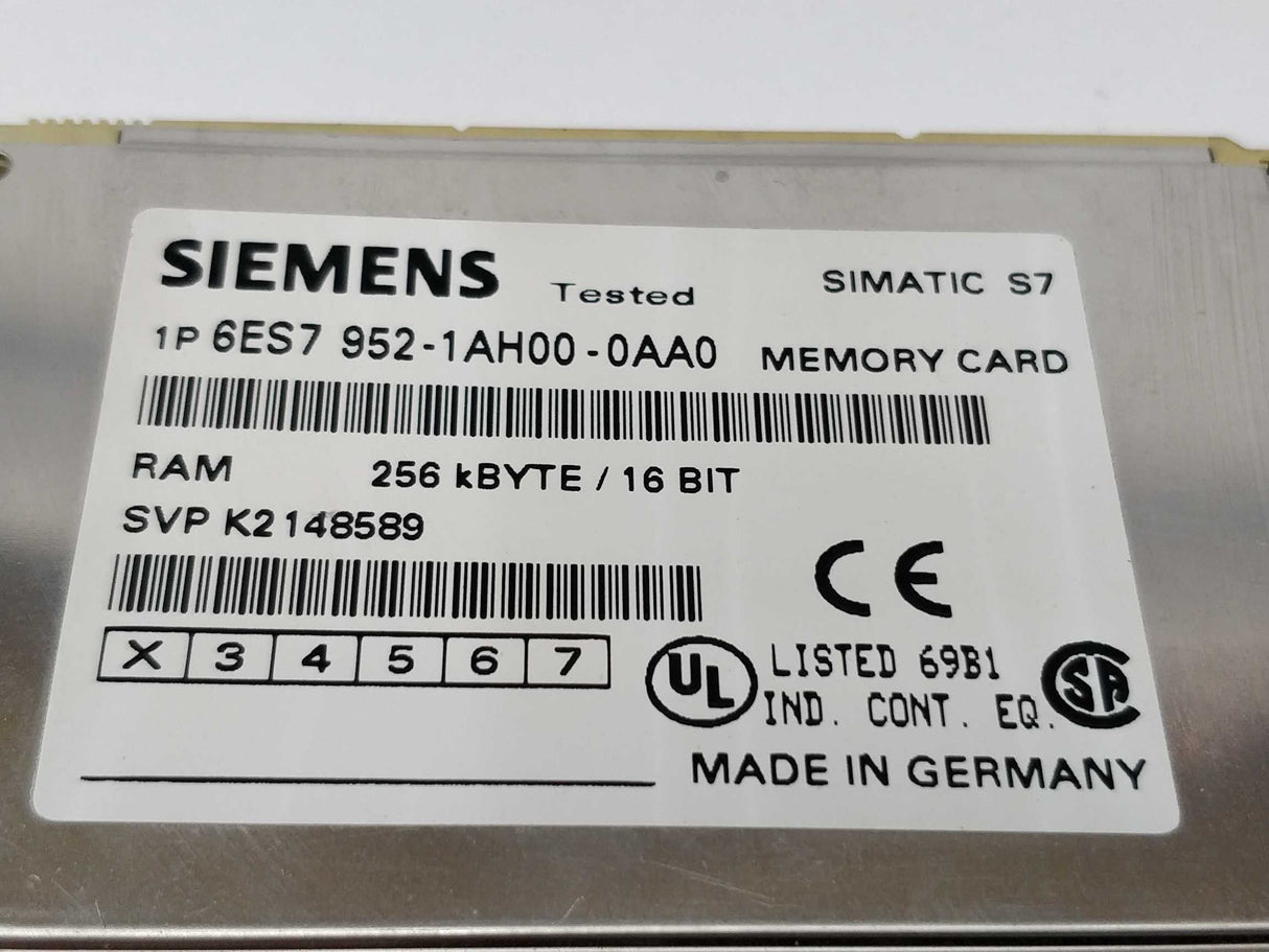 Siemens 6ES7 952-1AH00-0AA0 Memory Card ver.2 256Kbyte/16bit