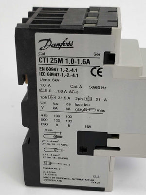 Danfoss CTI 25M 1.0-1.6A circuit breaker