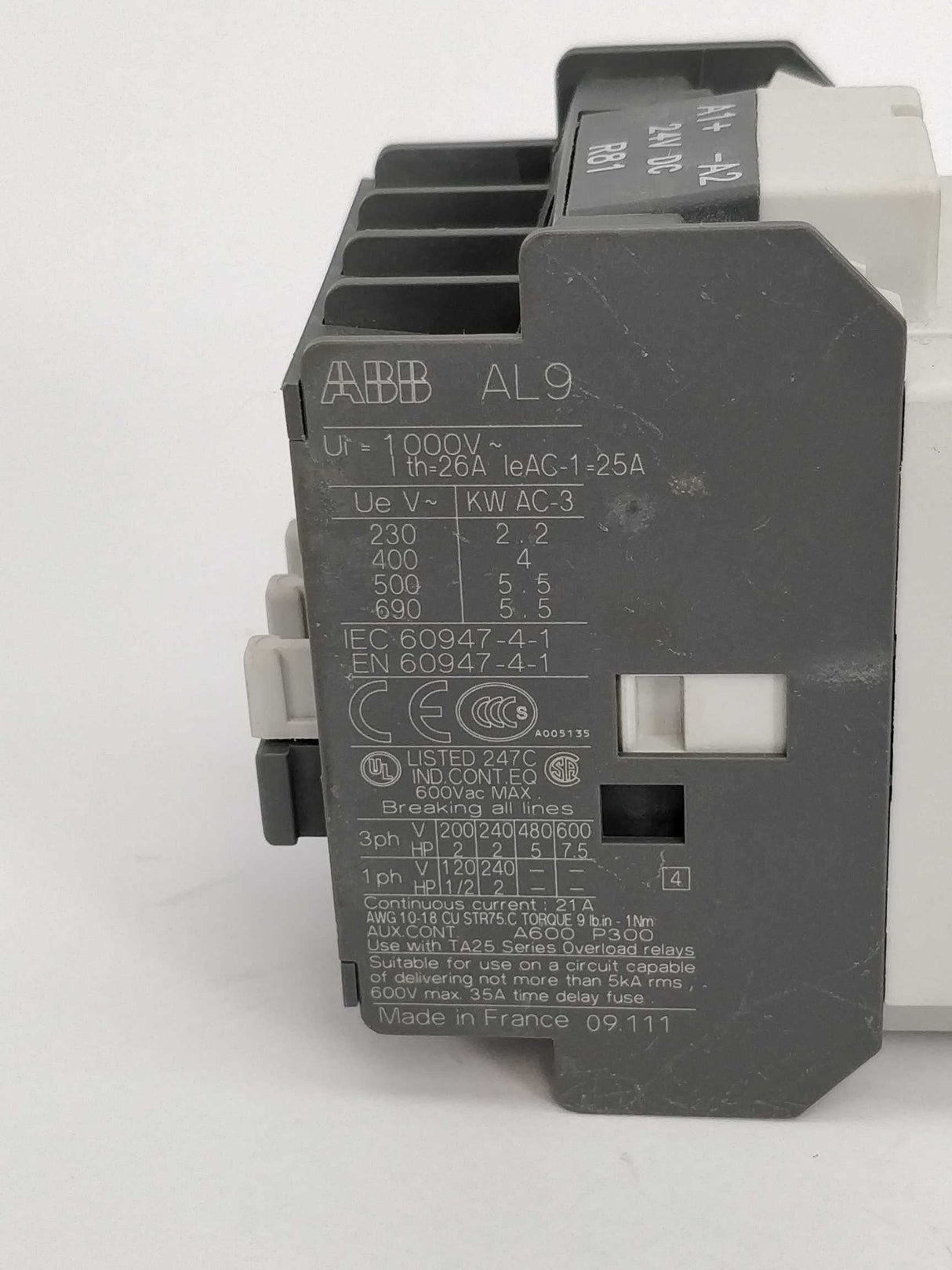 ABB AL9-30-10 Contactor 24VDC coil