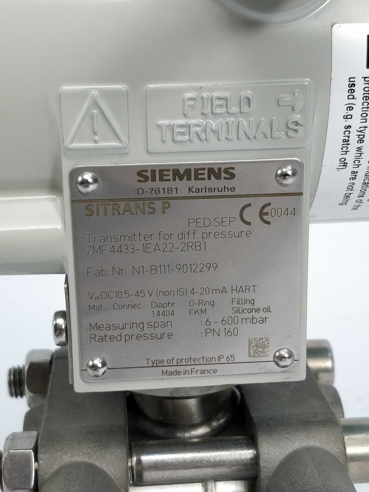 Siemens 7MF 4433-1EA22-2RB1 SITRANS P Transmitter