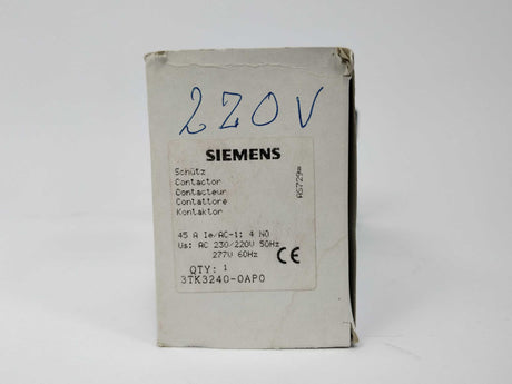 Siemens 3TK3240-0AP0 Contactor 4 NO, 45A