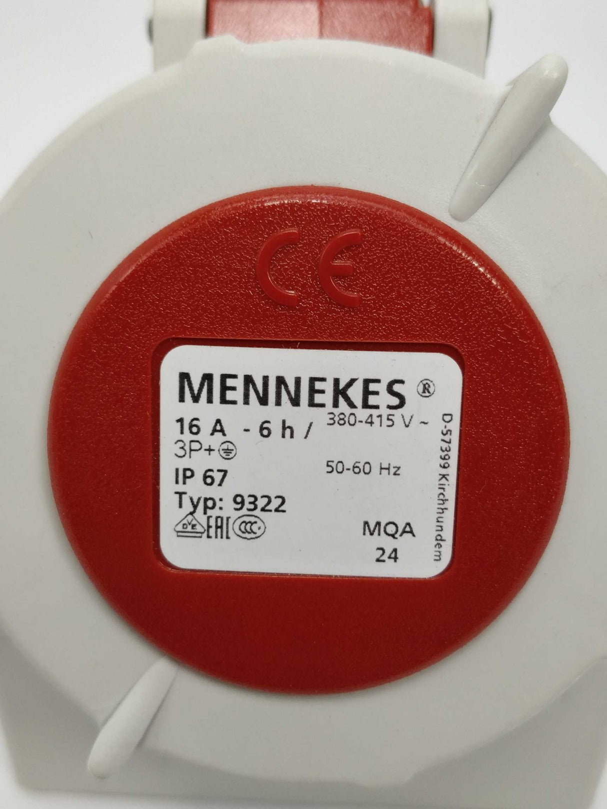 Mennekes 9322 16A-6h/380-415V 3P+ 50-60Hz