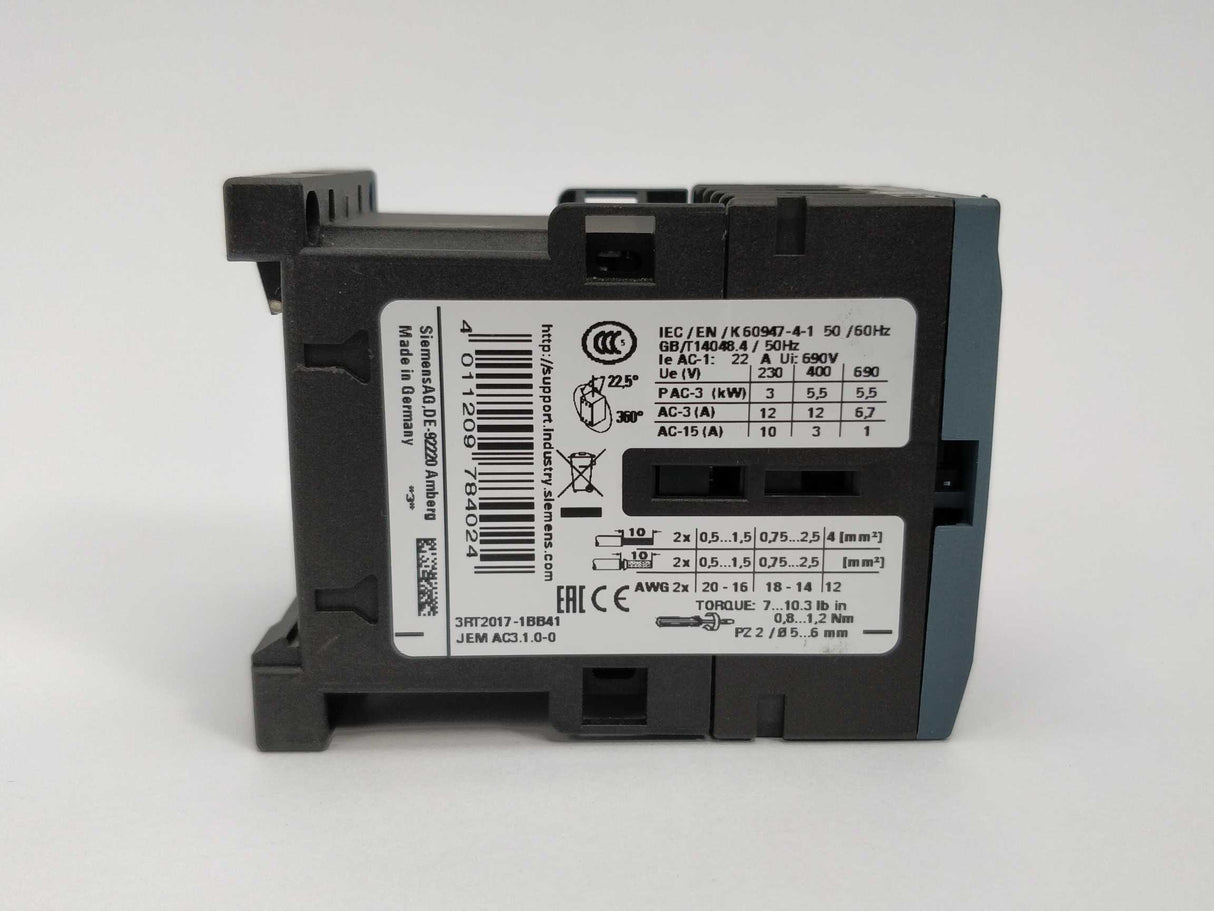 Siemens 3RT2017-1BB41 Power contactor E06