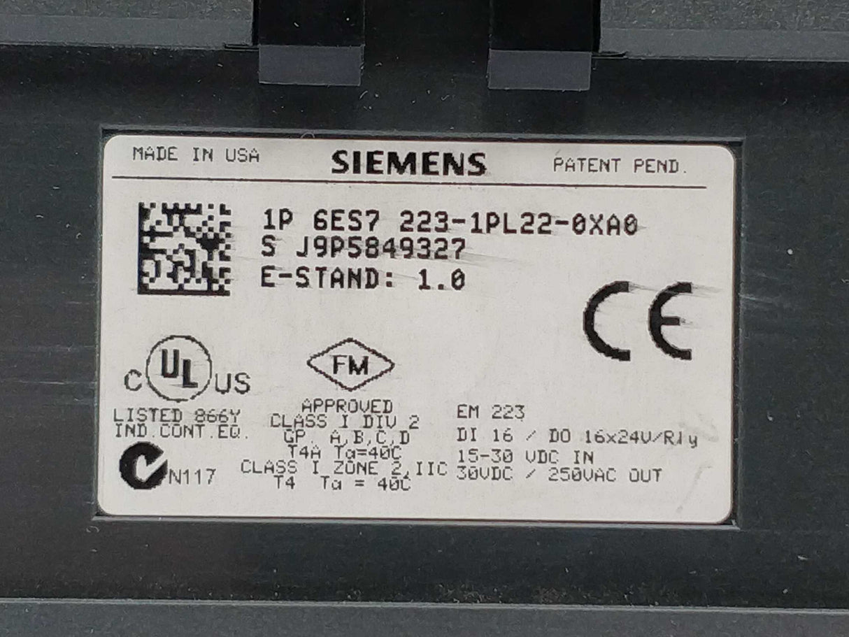 Siemens 6ES7 223-1PL22-0XA0 Digital I/O EM 223, E.1.0