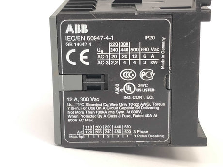 ABB BC6-30-10 3 pole Mini Contactor 24VDC