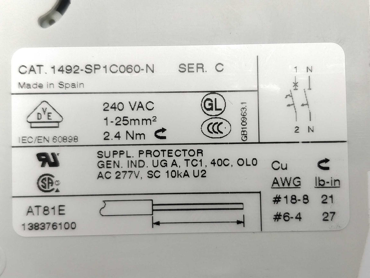 AB 1492-SP1C060-N Miniature circuit breaker SER. C