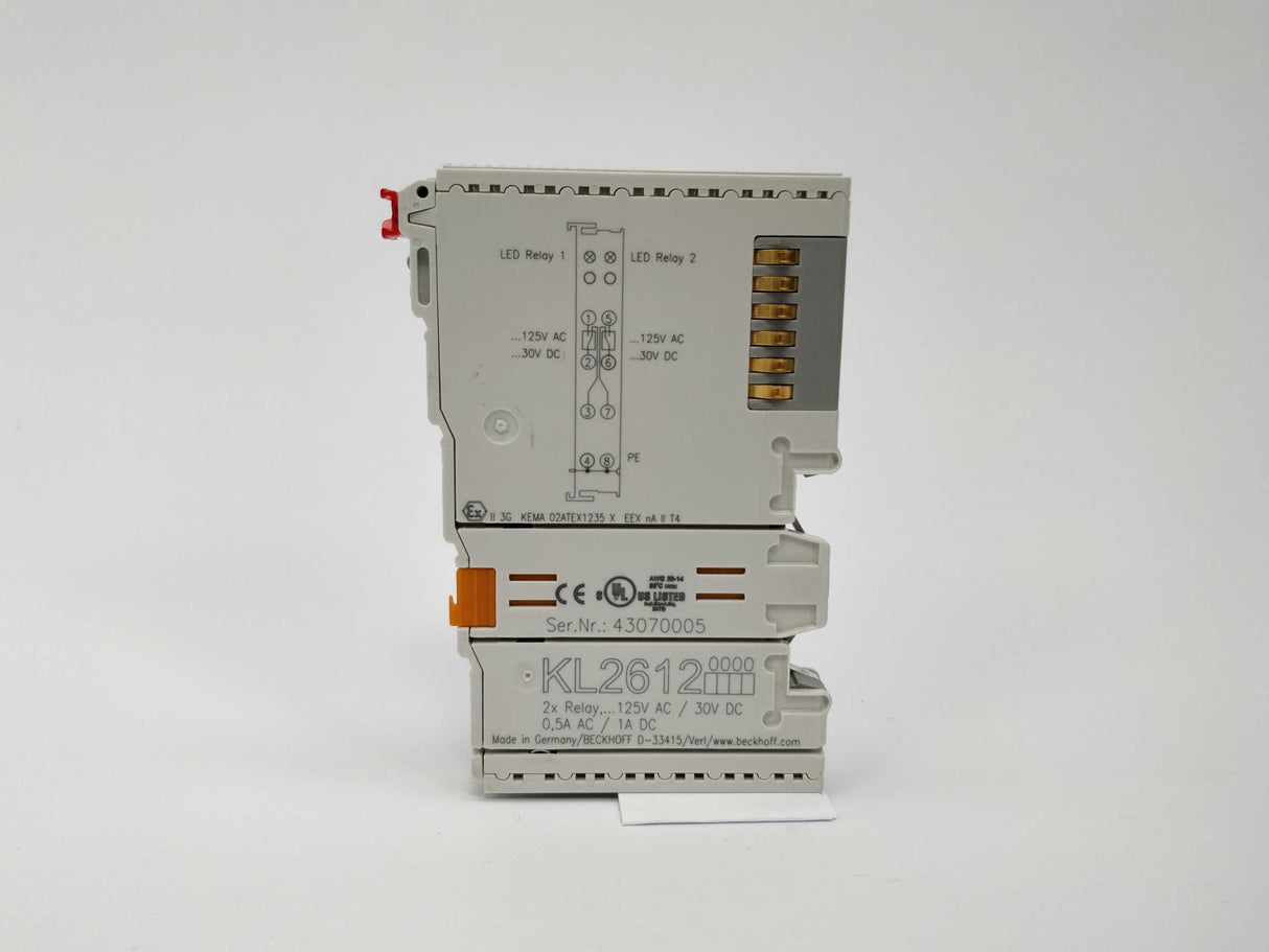 Beckhoff KL2612 2x relay,...125V AC/30V DC 0,5A AC/1A DC