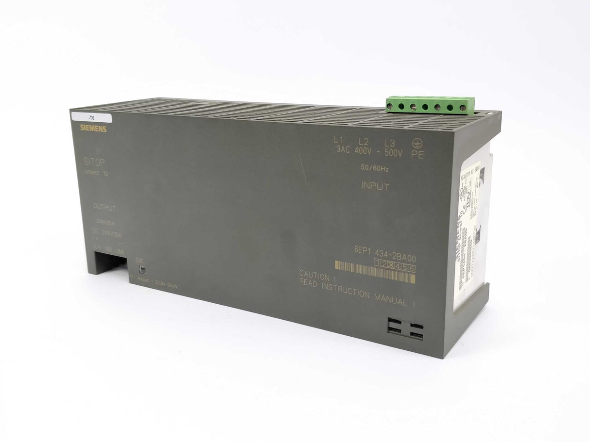 Siemens 6EP1434-2BA00 Sitop power 10, E:03, DC 24V/10A 50/60 Hz