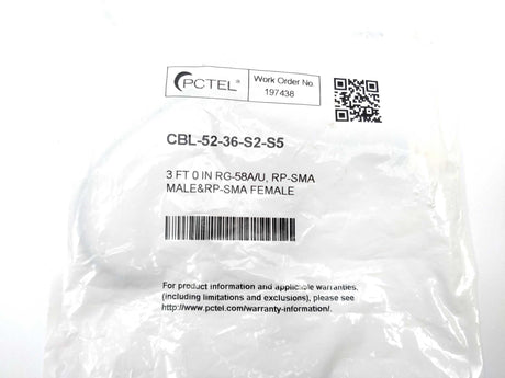 PCTEL CBL-52-36-S2-S5 3 FT 0 IN RG-58A/U, male and RP-SMA female