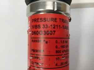 Danfoss 060G3007 0-1,6 Bar Pressure transmitter, MBS 33-1211-1AB08