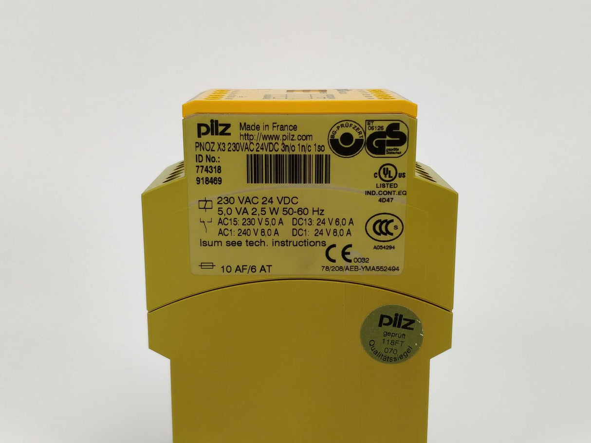 Pilz 774318 PNOZ X3 230VAC 24VDC 3n/o 1n/c 1so