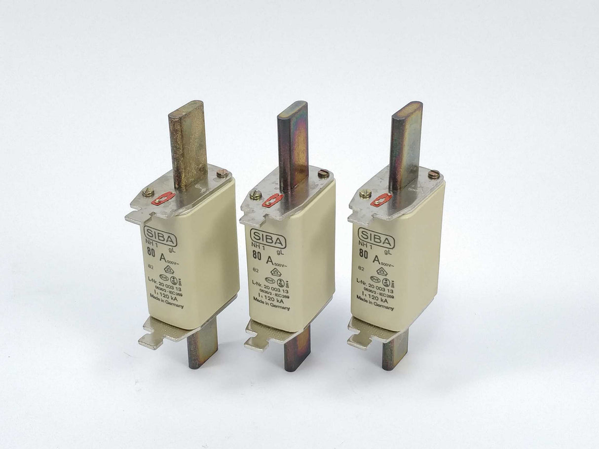 SIBA 2000313 Fuse 80A 500V gL NH1 120kA