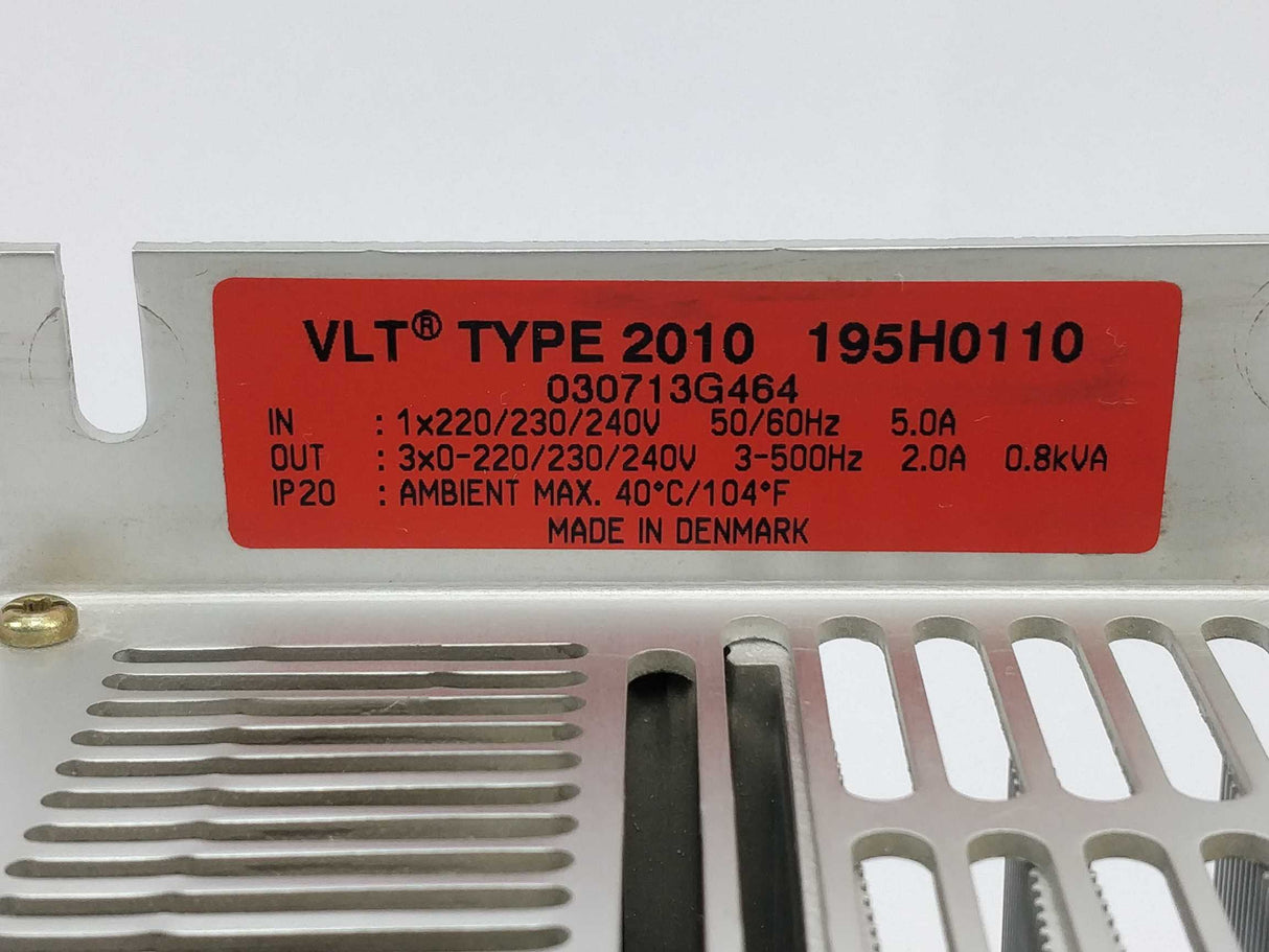 Danfoss 195H0110 Variable Speed Drive VLT Type 2010, 0.8kVA