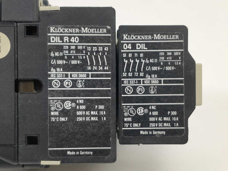 Klöckner Moeller DIL R 40 Contactor with 04 DIL Auxiliary Contact 220VAC Coil