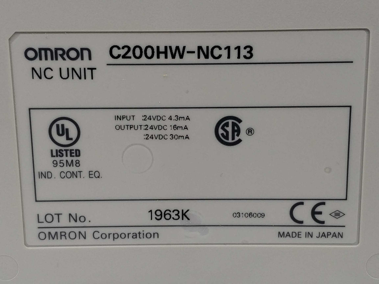 OMRON C200HW-NC113 Control Unit