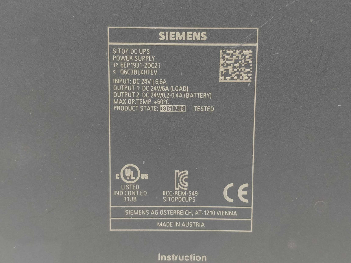 Siemens 6EP1931-2DC21 uninterruptible power supply