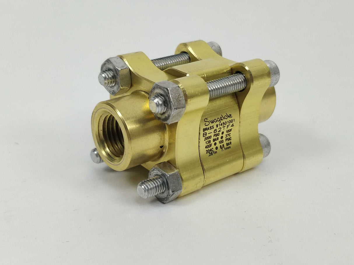 Swagelok B-62TF4 Brass 3-Piece 60 Series Ball Valve