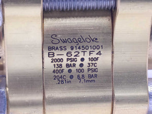 Swagelok B-62TF4 Brass 3-Piece 60 Series Ball Valve