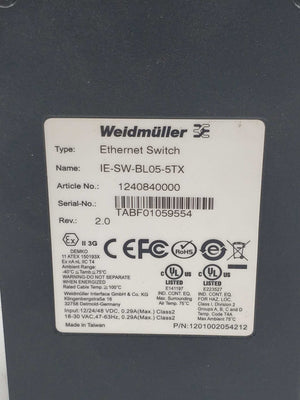 Weidmüller 1201002054212 IE-SW-BL05-5TX Ethernet switch