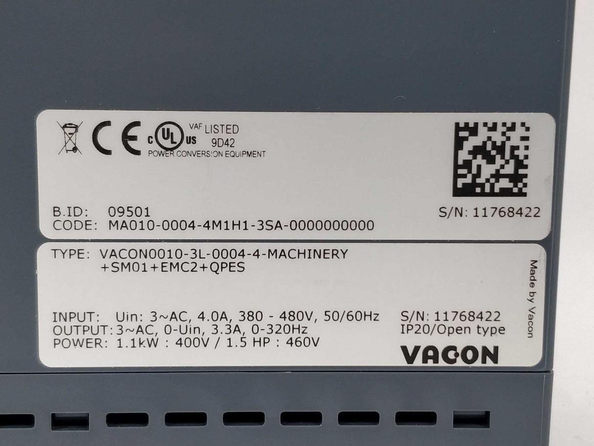 Vacon VACON0010-3L-0004-4 AC Drives