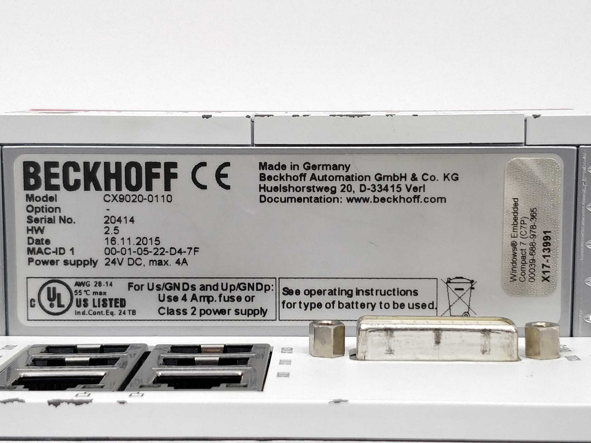 Beckhoff CX9020-0110 Basic CPU module