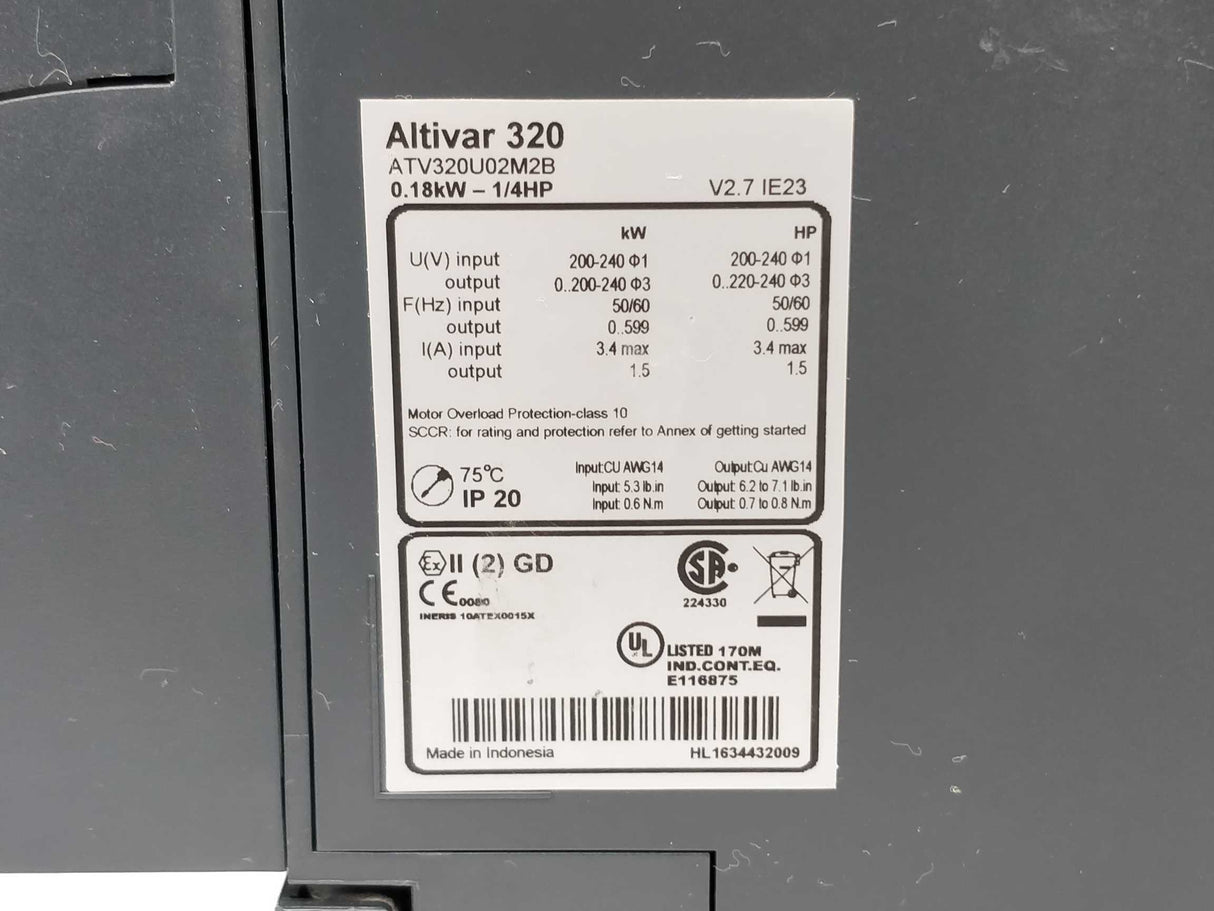 Schneider Electric ATV320U02M2B Altivar 320 0.18kW Variable speed drive