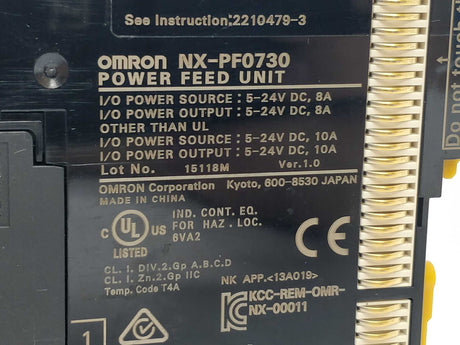 OMRON NX-PF0730 Power feed unit Ver.1.0