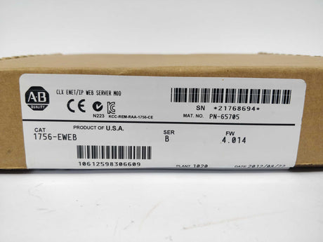 AB 1756-EWEB Controllogix Ethernet/IP Web Server Module Ser.B FW:4.014