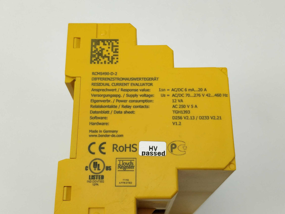 Bender  B94053006 RCMS490-D-2 RESIDUAL CURRENT EVALUATOR