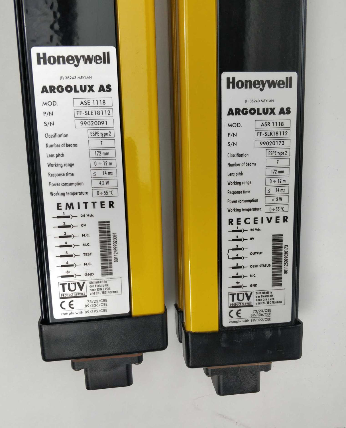 Honeywell FF-SLE18112 Safety curtain emitter with FF-SLR18112 Receiver