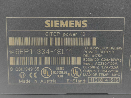 Siemens 6EP1334-1SL11 SITOP power supply E.03