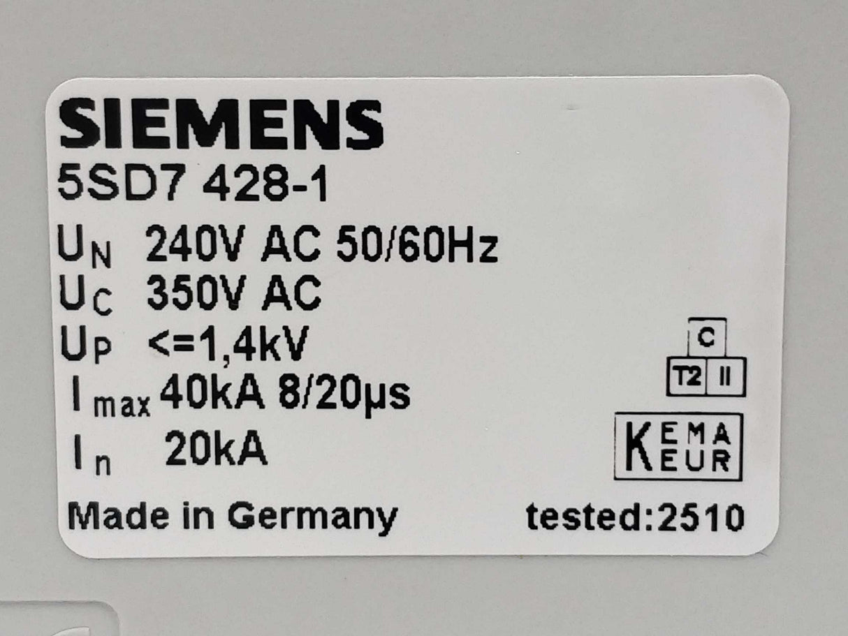 Siemens 5SD7428-1 Plug in x3 & 5SD7423-1 Surge arrester