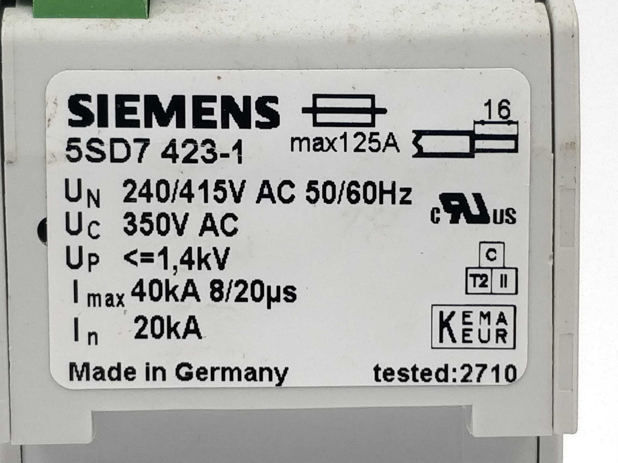 Siemens 5SD7428-1 Plug in x3 & 5SD7423-1 Surge arrester