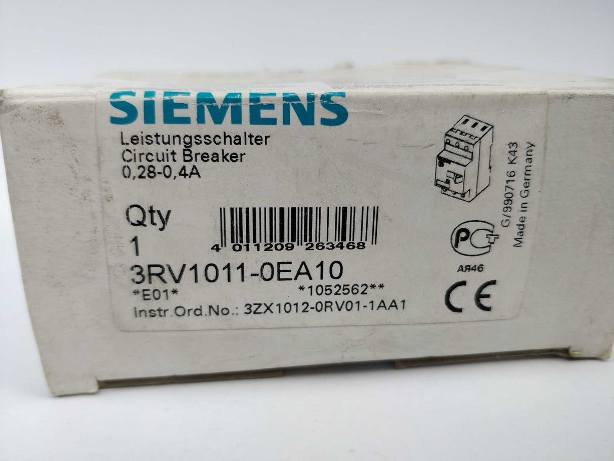 Siemens 3RV1011-0EA10 Circuit breaker 0.28...0.4A