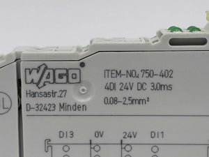 Wago 750-402 Input module 4DI 24VDC 3.0ms 6 Pcs