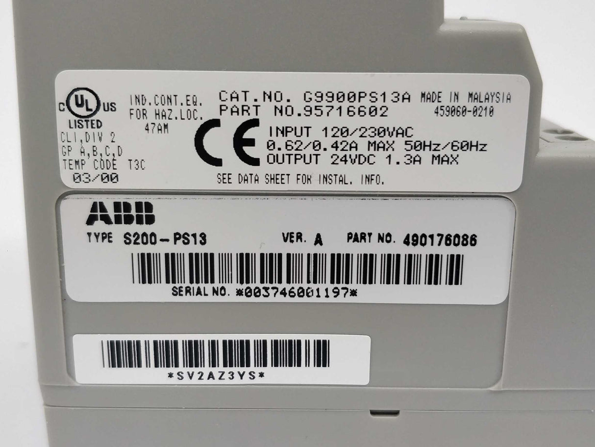 ABB 490176086 S200-PS13 Power Supply