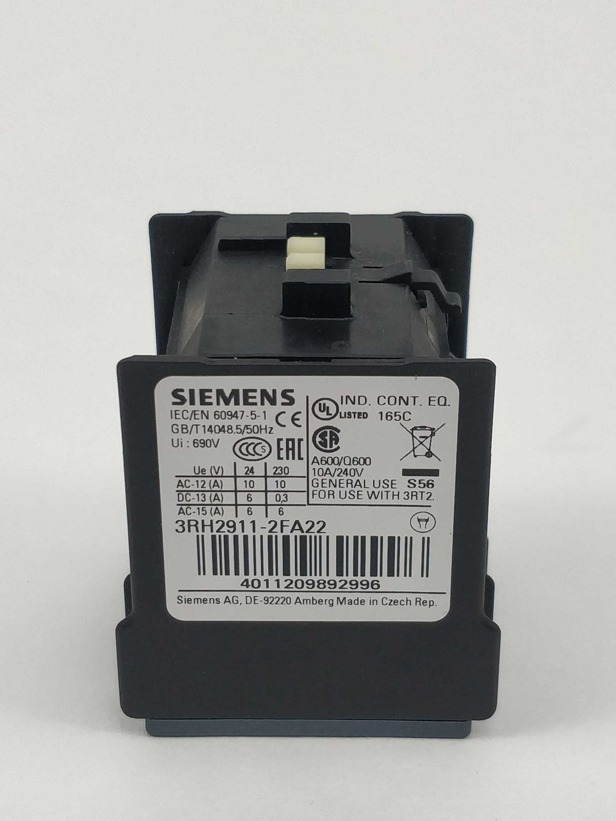 Siemens 3RH2911-2FA22 Auxiliary switch on the front