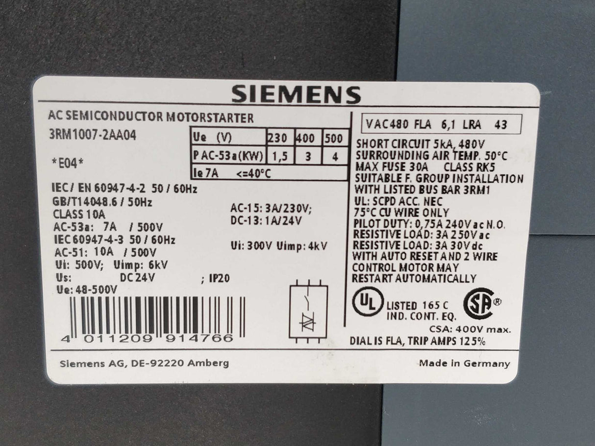 Siemens 3RM1007-2AA04 Direct starter