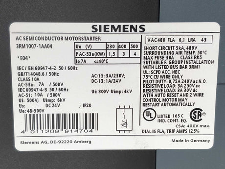 Siemens 3RM1007-1AA04 Direct starter