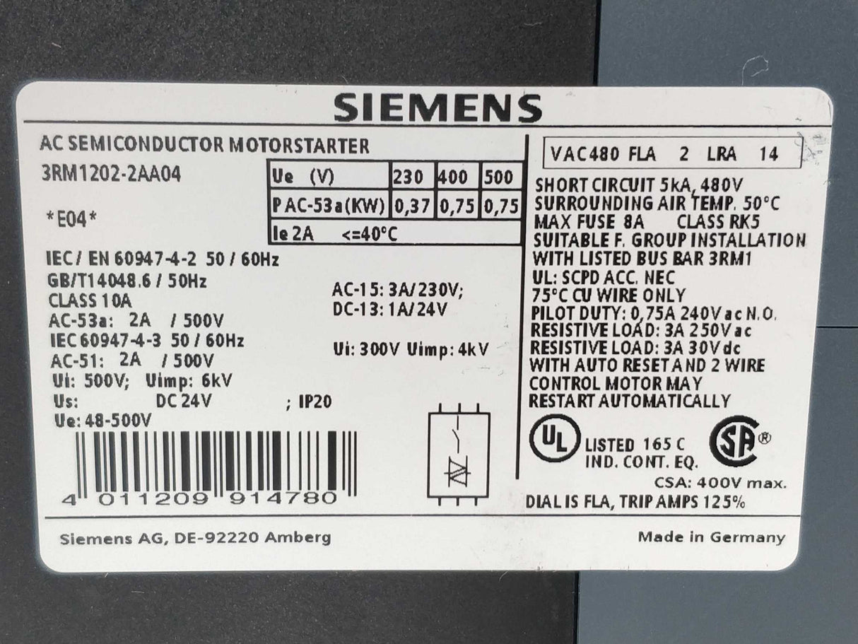 Siemens 3RM1202-2AA04 Reversing starter