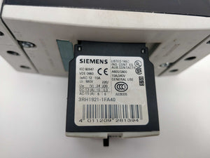 Siemens 3RT1045-1BB40 Power contactor with 3RH1921-1FA40 & 3RT1936-1CB00