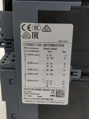 Siemens 3VA2116-5HN42-0AA0 circuit breaker 3VA2 IEC